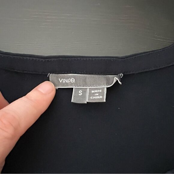 Vince Shift Dress Womens Small Navy Blue Sleeveless V-Neck Viscose Blend Pockets - Picture 9 of 13